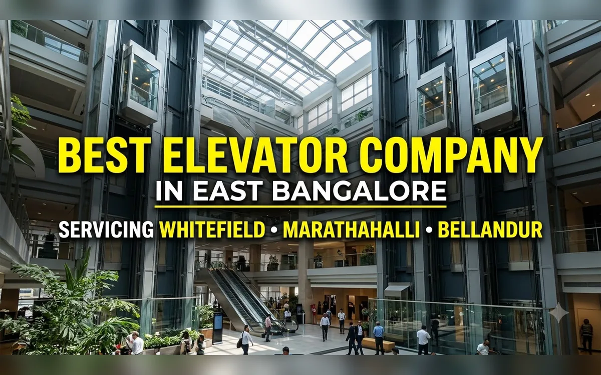 Large Bangalore atrium with glass lifts, escalators and a skylit roof