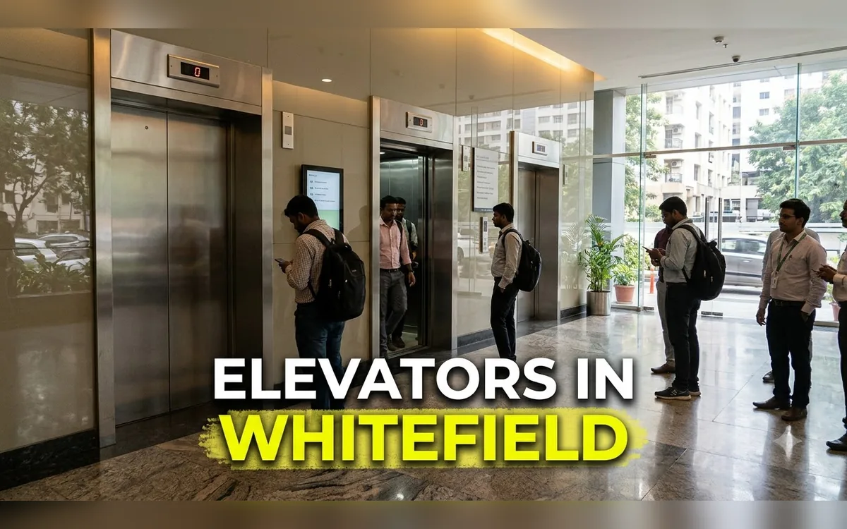 Elevator in a modern Whitefield apartment and tech park area of East Bangalore