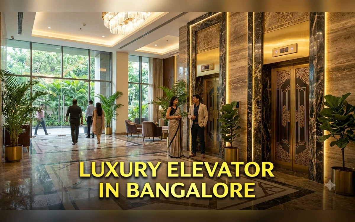 Luxury glass elevator with premium cabin finish in a high end Bangalore home