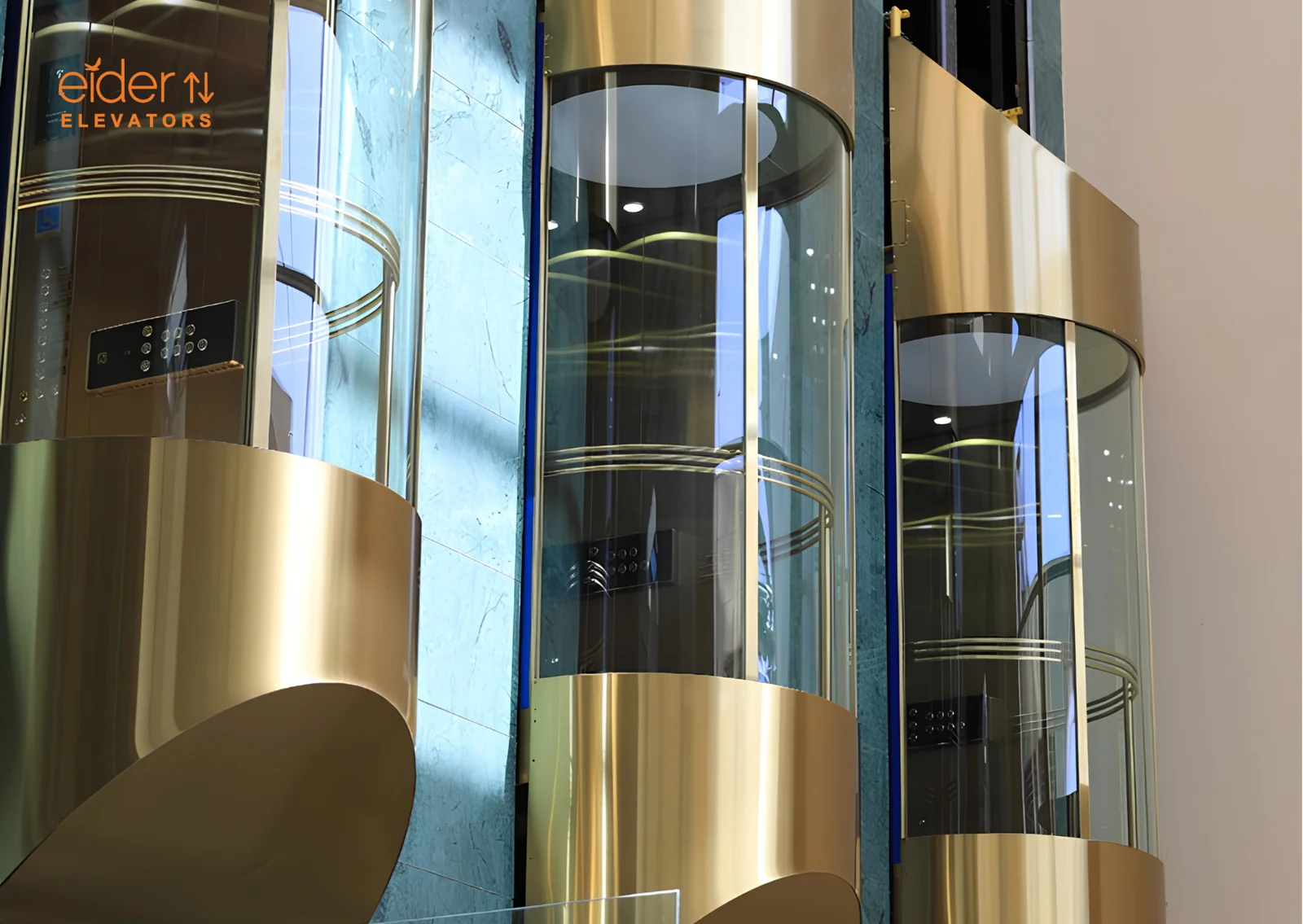 Panoramic capsule lifts installed in a commercial building in Bangalore
