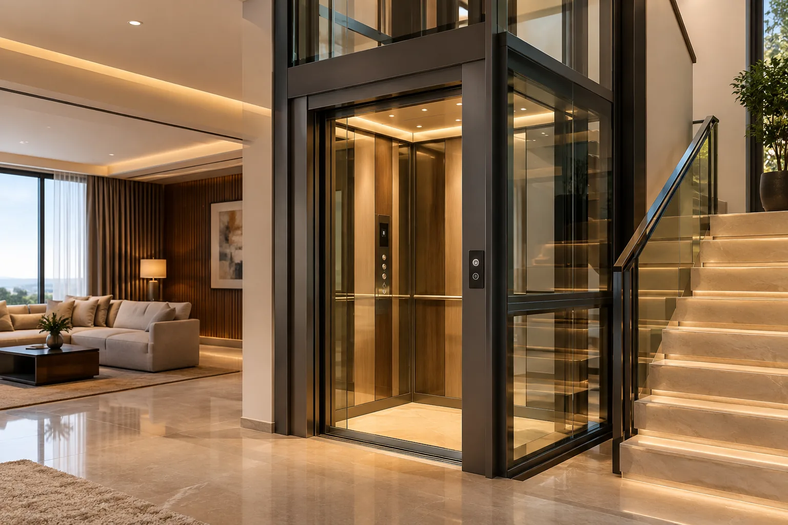 Glass home lift installation in Bangalore by Eider Elevators
